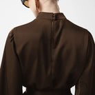 Beautiful lace up A line short dress with chocolate-brown satin blouse