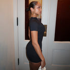 Black fitted mini dress from the Casual Short Dress collection, perfect for trendy fashion looks
