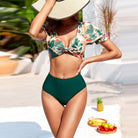 Metal High Waist Bikini Swimsuit featuring a floral design for stylish summer fashion