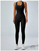 Black langry fashion yoga one-piece jumpsuit in form-fitting design