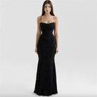 Elegant black mermaid gown in French Elegant Slim Strap Dress exemplifying fashion ملابس