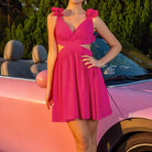 Pink cut-out mini dress from Enchanting Backless Short Dress collection, trendy fashion ملابس