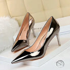 Shiny langry fashion metal pointed-toe stiletto heels
