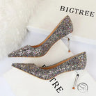Sparkly pointed-toe langry fashion stiletto high heels