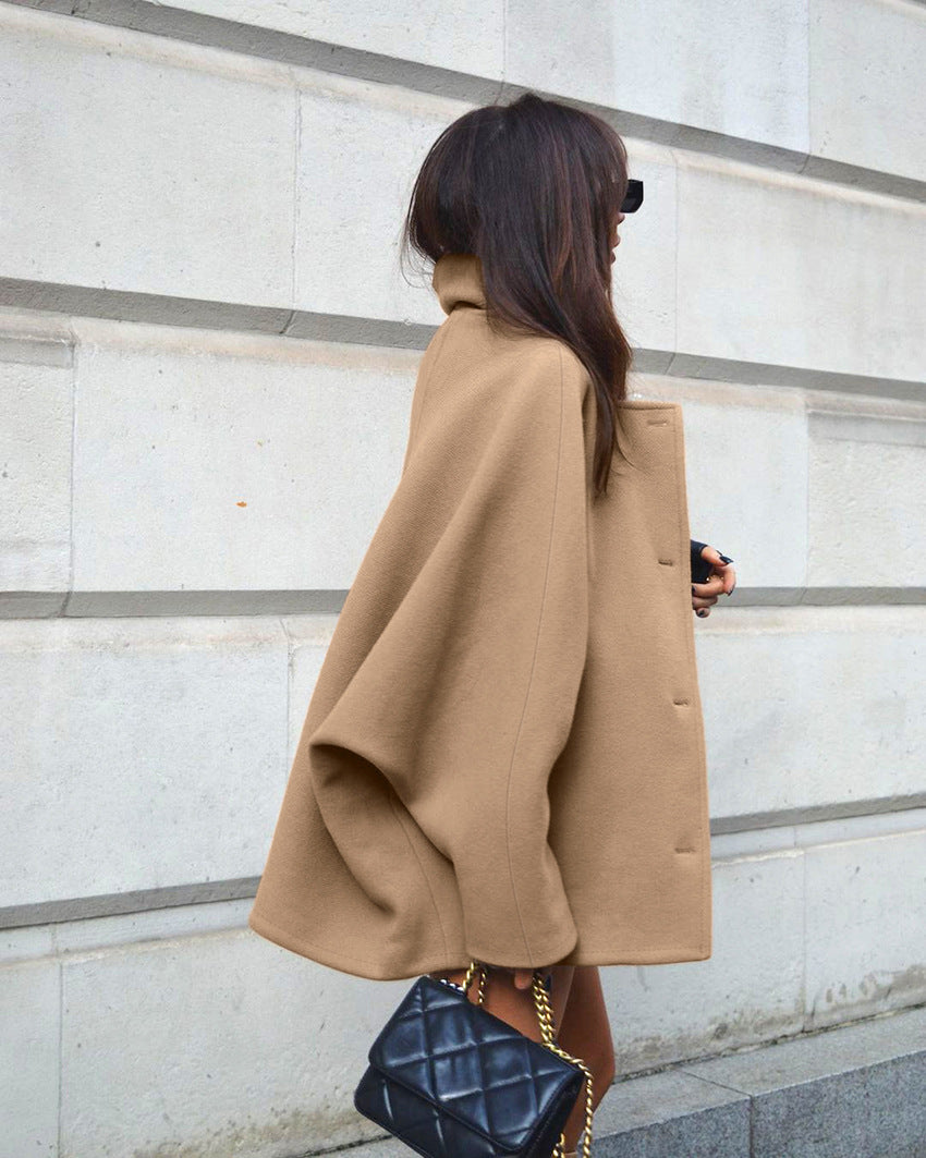 High Grade Brown Woolen Cardigan Coat