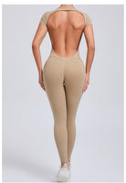Langry beige quick-drying yoga bodysuit with cut-out back