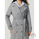 Gray wool double-breasted langry fashion trench coat with belt