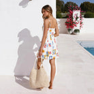 Beige woven straw tote bag in Langry fashion ملابس