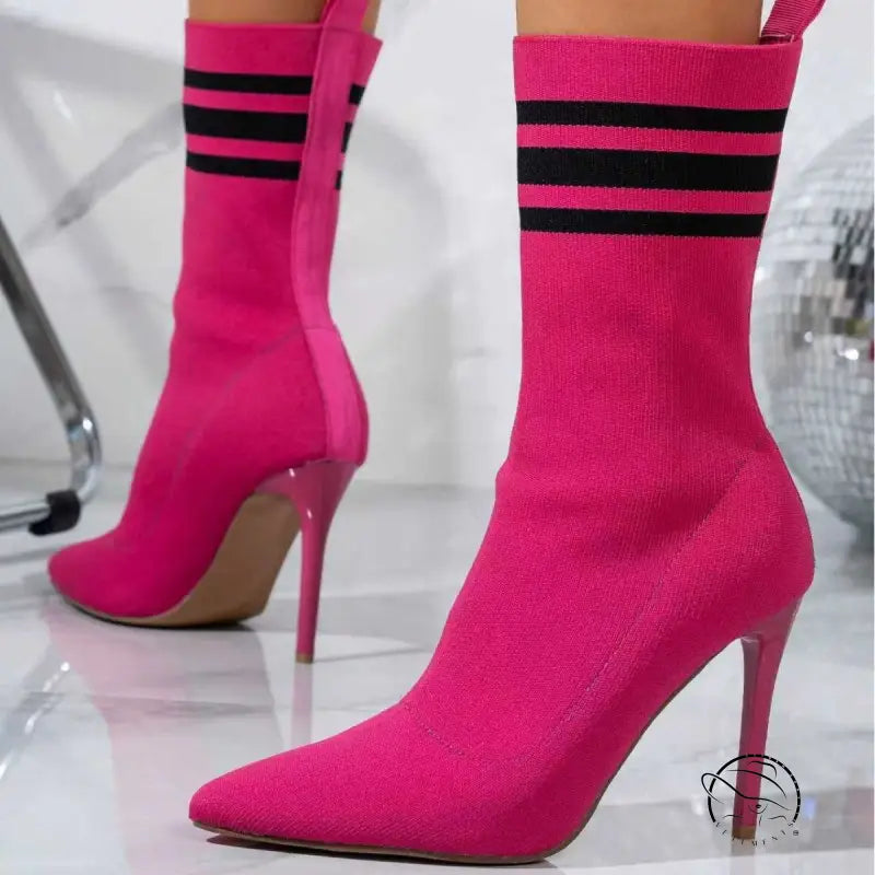 Skinny Boots Socks High Heel