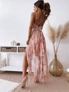 Floral print maxi dress in Bohemian Summer Sling Dress, ideal for summer fashion ملابس