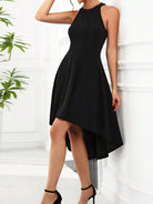 Black high-low halter dress from Elegant High Grade Evening Dress, perfect for langry fashion