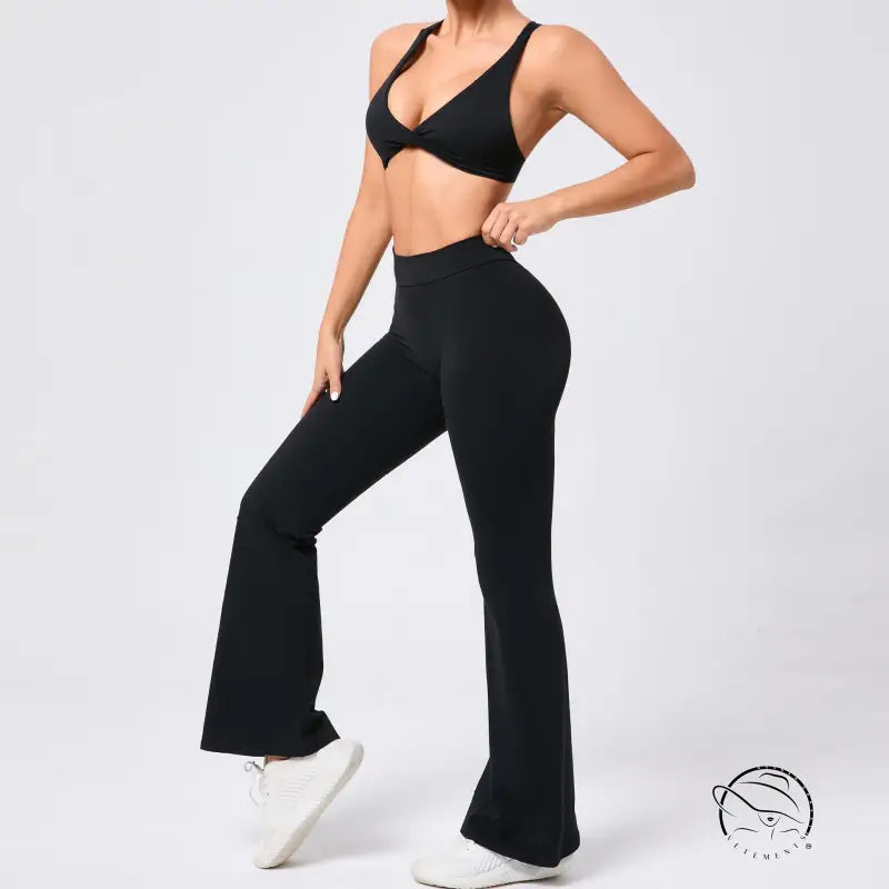 Peach hip raise tight brushed yoga pants with white sneakers