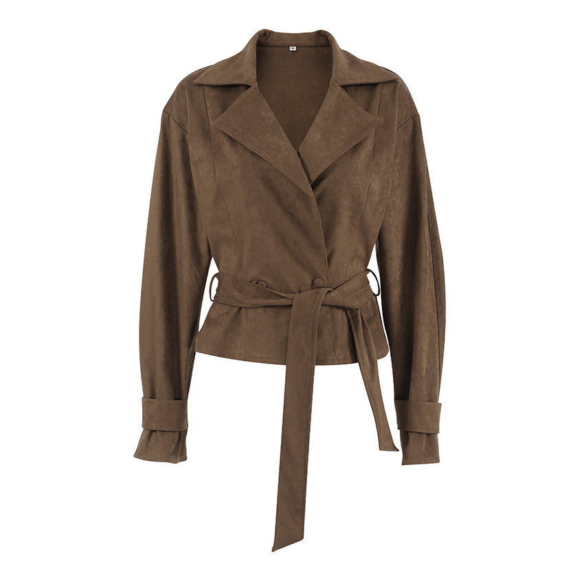 French Casual Brushed Velvet Coat
