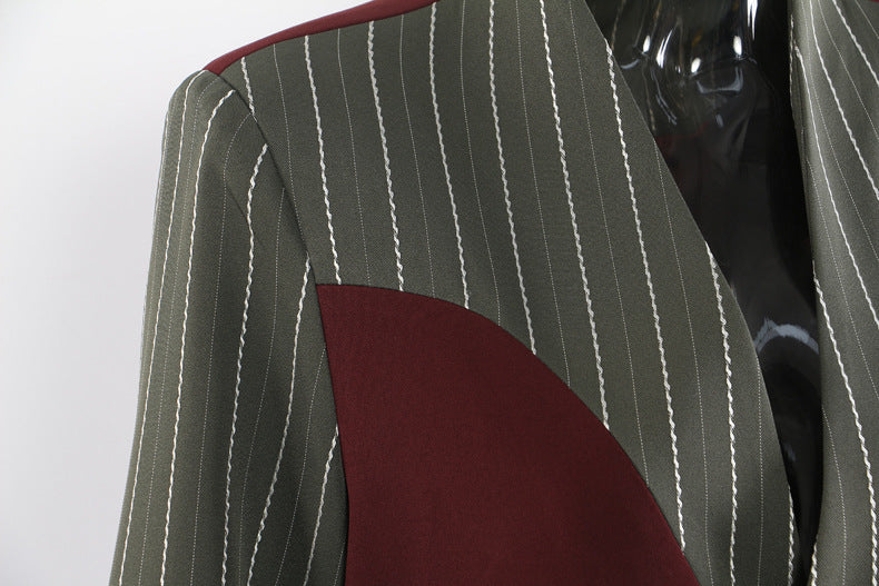 Cozy Red Striped Long Trench Coat