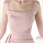 Elegant high slit blush pink satin evening dress in langry fashion ملابس