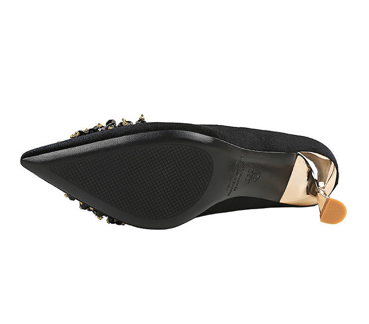 Metal Floral Comfortable High Heel