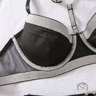 Black and silver glitter bra set with love ring buckle
