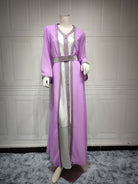 Beautiful langry fashion two-piece dress in lavender, white, and silver