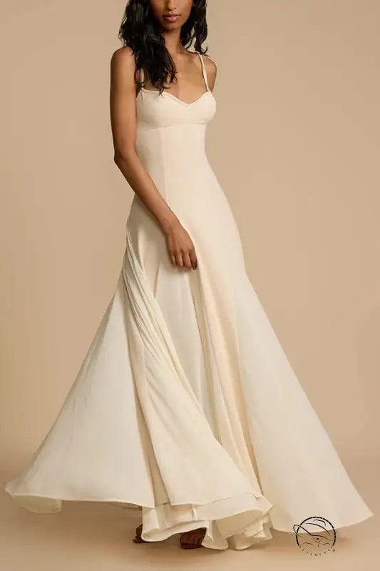 Elegant ivory casual loose large swing dress gown