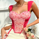 Pink floral corset top from Summer Sweet Romantic Floral Tied Spaghetti Strap Bra fashion