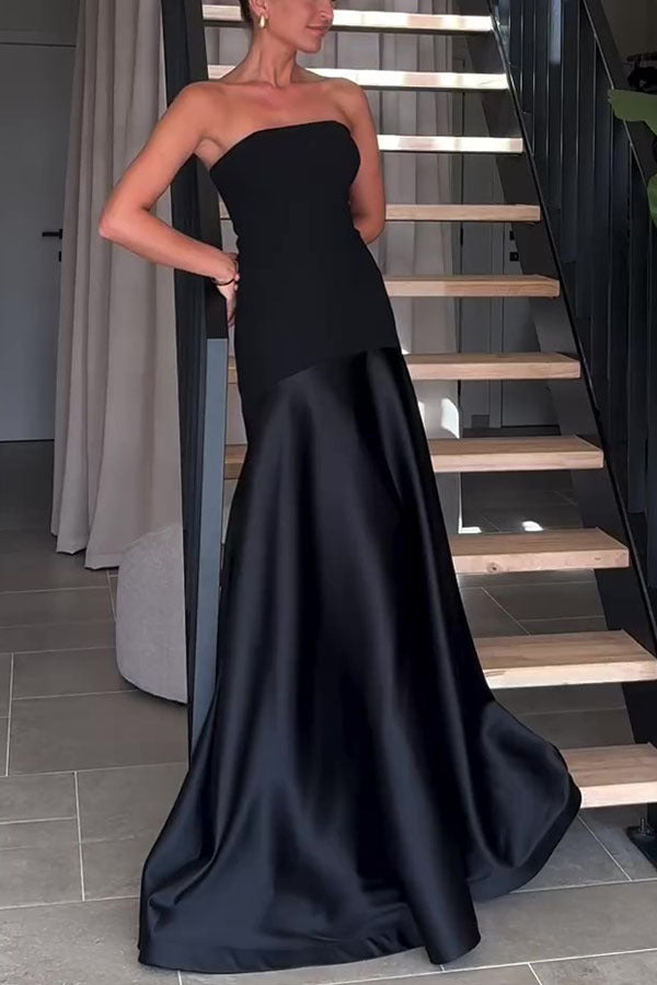 Strapless black evening gown from Beautiful Satin Dress, ideal for stylish fashion events
