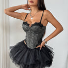 Chic Design Lace Eyelash Steel Ring Boning Corset