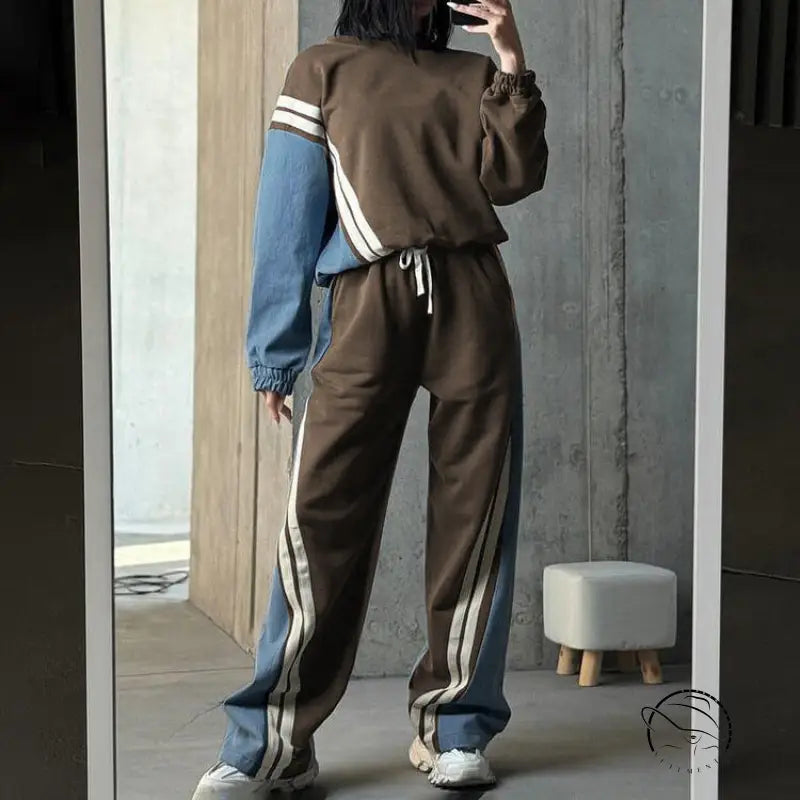 Sports Striped Sweater Sets