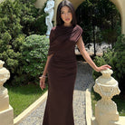 Enchanting Design Skinny Sheath Pleated Dress