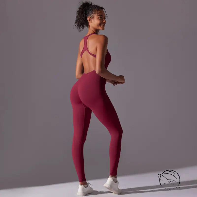 Spring Gym Seamless Shaping Yoga Jumpsuit Integrated Belly Contracting Close Fitting Sports Back one Piece