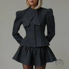 Niche Design Bow Tie Long Sleeve Top Skirt High Sense Two Piece Sets Elegant Outfit