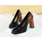 Fashionable langry super high heel black and brown platform shoes