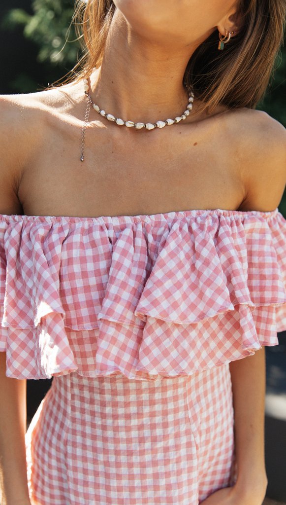 Elegant Plaid Off-shoulder Ruffled Collar Dress