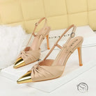 Satin Bow Color Block Pointed High Heel