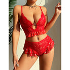 Red lace lingerie set from Red Love Valentine Day Lingerie Set for elegant fashion ملابس