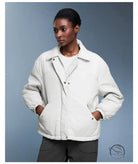 Langry fashion white puffer jacket with black accents, lightweight waterproof coat