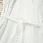 White langry cotton loose cardigan lace up nightgown robe with tied waistband