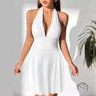 Stunning langry white halter backless short dress in fashion ملابس