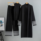 Middle East Elegant Cardigan Robe Knitted Wide Leg Pants Three Piece Set
