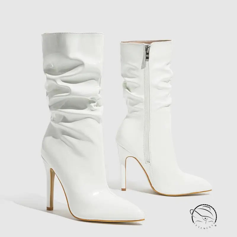 Leather Shoes Short High Heel Riding Boots