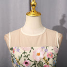 Elegant langry fashion cream fishtail hem dress with floral embroidery