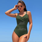 Olive green one-piece bikini swimsuit by Langry, a stylish addition to ملابس summer wear