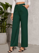 Wide-leg green trousers with pockets, perfect for stylish fashion and ملابس occasions