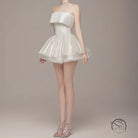 Sparkly white strapless short dress by Langry fashion