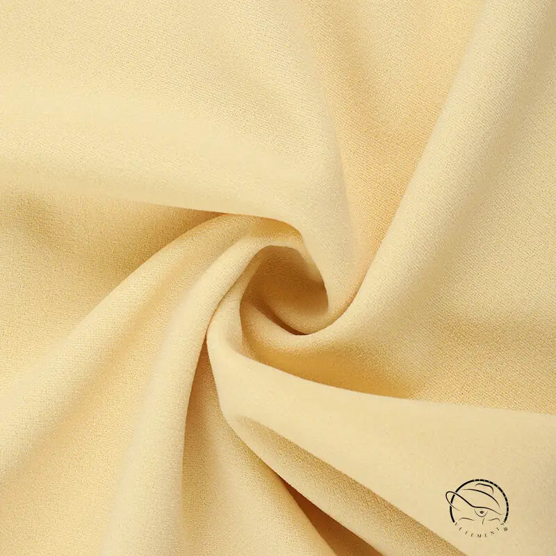 Cream-colored satin halter bow waist A-line evening maxi dress fabric