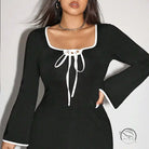 Elegant sweet spicy black dress with white trim