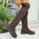 Suede Low Heel Over the Knee Boots