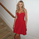 Red sweetheart neckline Enchanting Slimming Sling Dress for elegant fashion ملابس
