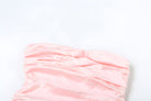 Pink ruched fabric with soft pleats on a fashionable tube top backless dress for women