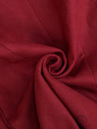 Elegant red silk fabric with sheen in double breasted long coat