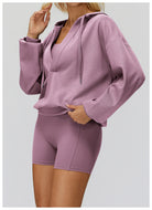 Langry lavender fashion hoodie and shorts set for exercise